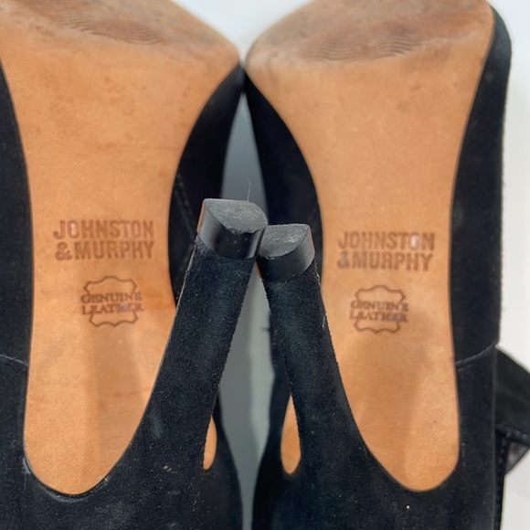Johnston & Murphy Black Leather Bootie Heels 7.5 EUC Genuine Leather - Picture 10 of 11